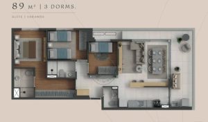 Torre Oasis - 89m² | 3 dorms.